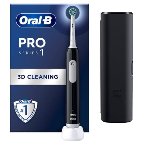 ⁨Oral-B Electric Toothbrush | Pro Series 1 | Rechargeable | For adults | Number of brush heads included 1 | Number of teeth brushing modes 3 | Black⁩ at Wasserman.eu