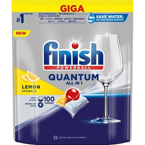 ⁨Kapsułki do zmywarki Finish Quantum All-in-1 Lemon (100)⁩ w sklepie Wasserman.eu