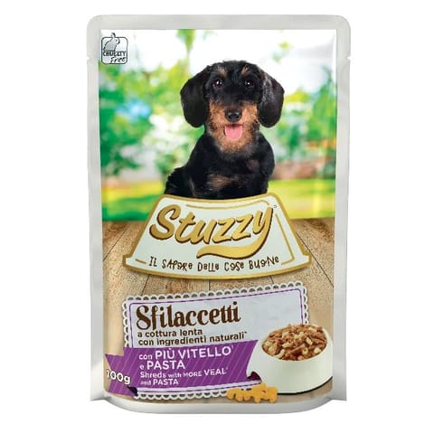 ⁨STUZZY Sfilaccetti Veal with pasta - wet dog food - 100g⁩ at Wasserman.eu
