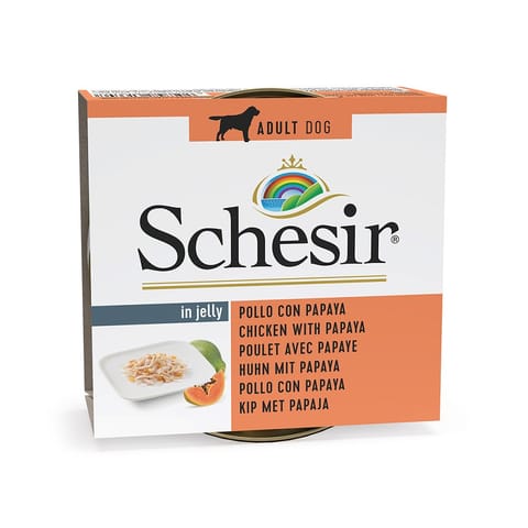 ⁨SCHESIR Chicken with papaya in jelly - wet dog food - 150g⁩ at Wasserman.eu