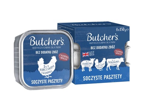 ⁨Butcher's  Original mix smaków soczyste pasztety z wątróbką lub nerkami karma dla psa 4 x 150g⁩ w sklepie Wasserman.eu