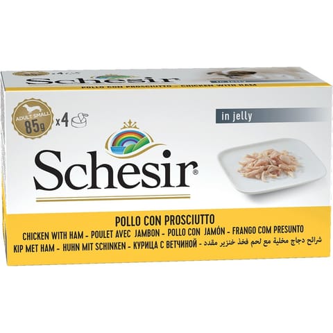 ⁨SCHESIR Chicken with ham in jelly - wet dog food - 4 x 85g⁩ at Wasserman.eu