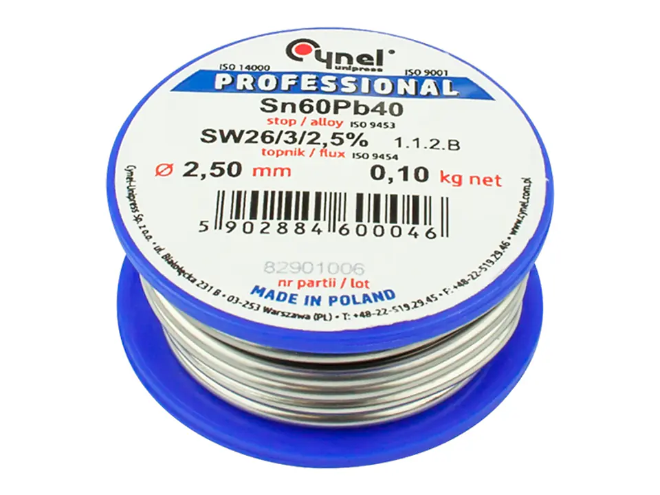 ⁨SOLID WIRE SOLDER -FI=2,5 MM, 100 G,⁩ at Wasserman.eu