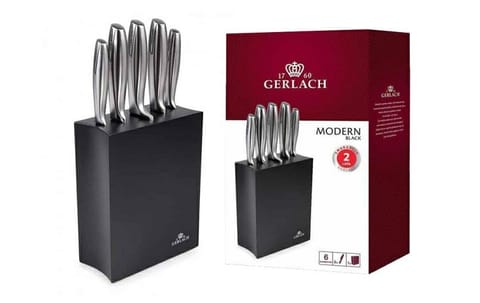 ⁨GERLACH. SET OF KNIVES IN A BLOCK OF 5 pcs. MODERN BLACK⁩ at Wasserman.eu