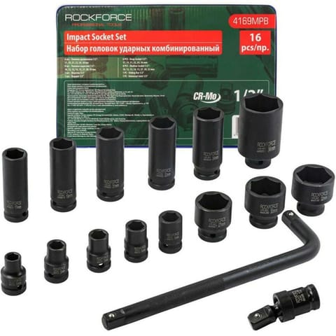 ⁨ROCKFORCE NASADKI UDAROWE 16szt.1/2" 10-36mm /WKŁADKA⁩ w sklepie Wasserman.eu