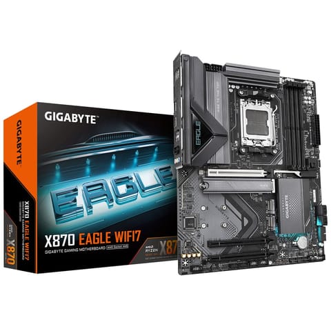 ⁨GIGABYTE X870 EAGLE WIFI7 Motherboard - Supports AMD Ryzen 9000 CPUs, 14+2+2 phases VRM, up to 8000MHz DDR5 (OC), 1xPCIe 5.0 + 2xPCIe 4.0, Wi-Fi 7, 2.5GbE LAN, USB 4⁩ at Wasserman.eu