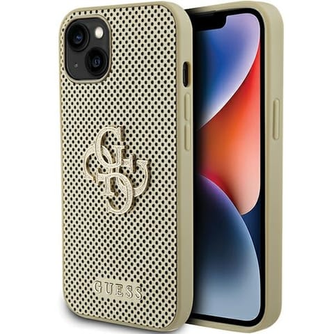 ⁨Guess GUHCP15SPSP4LGD iPhone 15 / 14 /  13 6.1" złoty/gold hardcase Perforated 4G Glitter⁩ w sklepie Wasserman.eu