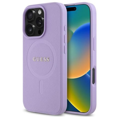 ⁨Guess GUHMP16XPSAHMCU iPhone 16 Pro Max   6.9" fioletowy/purple hardcase Saffiano MagSafe⁩ w sklepie Wasserman.eu