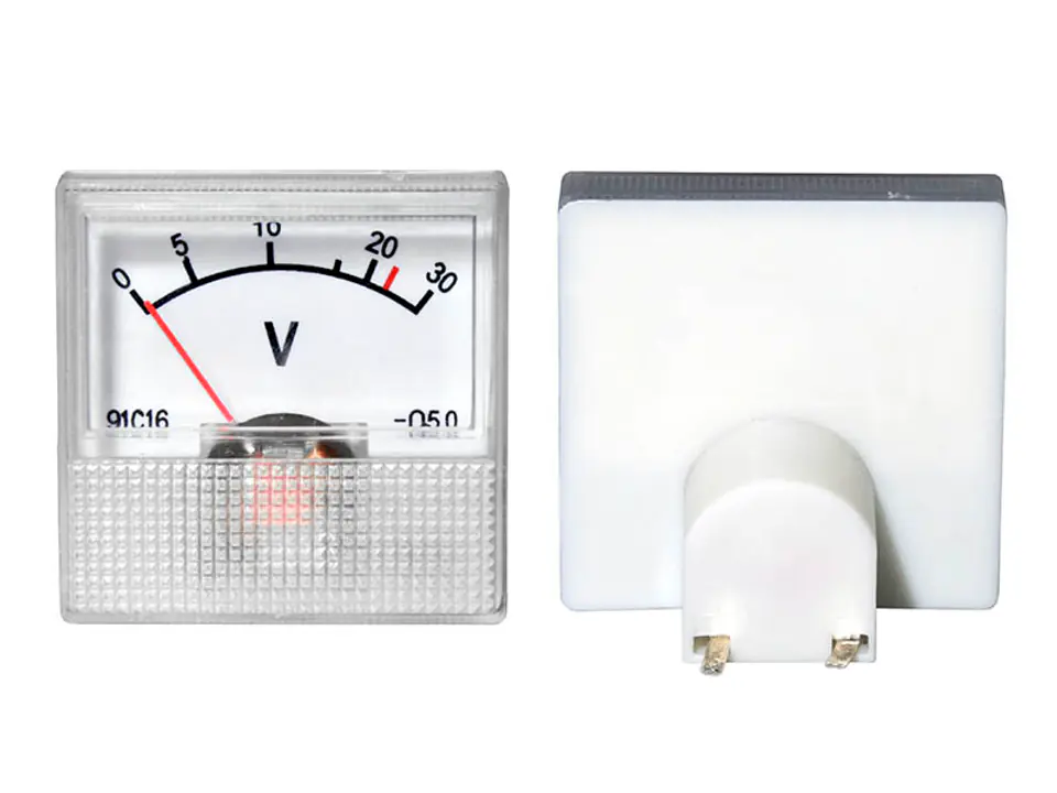 ⁨51-630#              Miernik analogowy voltomierz kwadrat mini 30v⁩ w sklepie Wasserman.eu