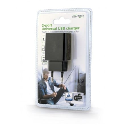 ⁨EnerGenie | EG-U2C2A-03-BK | 2-port universal USB charger⁩ w sklepie Wasserman.eu