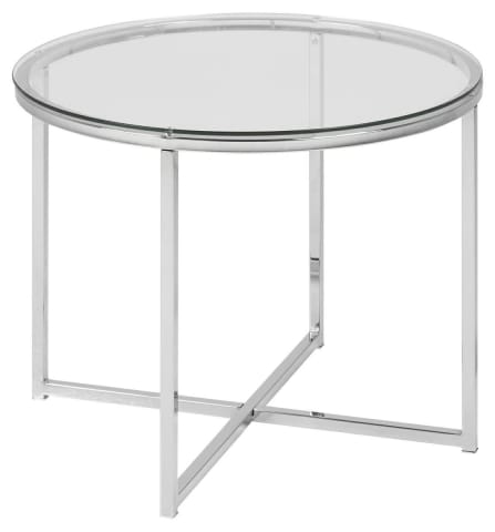 ⁨Round table Cross glass/chrome⁩ at Wasserman.eu