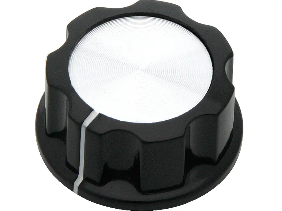 Gałka pot bakelitowa czar/sreb śred 30mm w sklepie Wasserman.eu