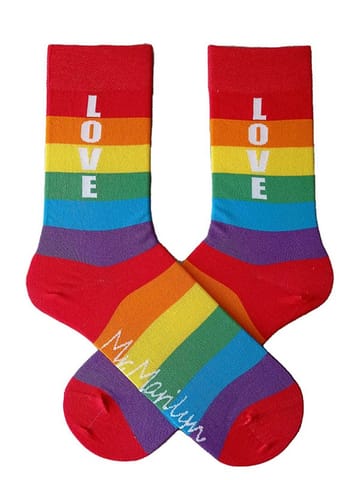 ⁨SKARPETY MARILYN MEN RAINBOW LOVE 2 (kolor czerwony, rozmiar 41-45)⁩ w sklepie Wasserman.eu