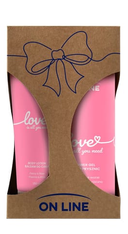 ⁨ON LINE Zestaw prezentowy Love Is All You Need (Żel pod prysznic 500ml + Balsam do ciała 250ml)⁩ w sklepie Wasserman.eu