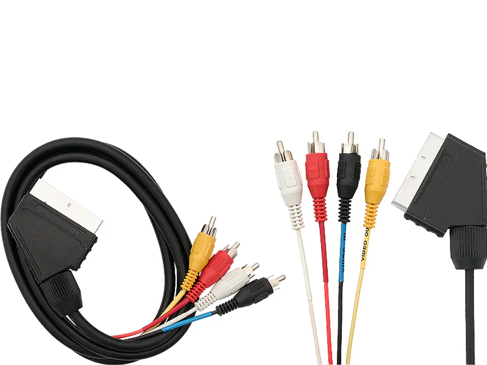 ⁨Przyłącze Euro Scart na 4x RCA 1.5m HQ⁩ w sklepie Wasserman.eu