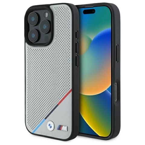 ⁨BMW BMHMP16X23PUPDG iPhone 16 Pro Max     6.9" szary/grey hardcase M Perforated Tricolor Line MagSafe⁩ w sklepie Wasserman.eu