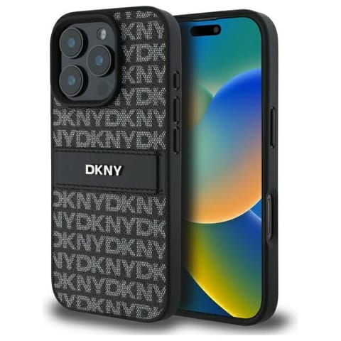 ⁨DKNY DKHCP16LPRTHSLK iPhone 16 Pro 6.3"   czarny/black hardcase Texture Pattern Tonal Stripe⁩ w sklepie Wasserman.eu