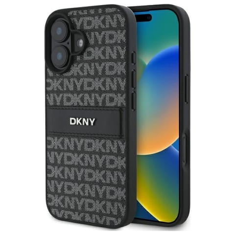 ⁨DKNY DKHCP16SPRTHSLK iPhone 16 6.1"       czarny/black hardcase Texture Pattern Tonal Stripe⁩ w sklepie Wasserman.eu