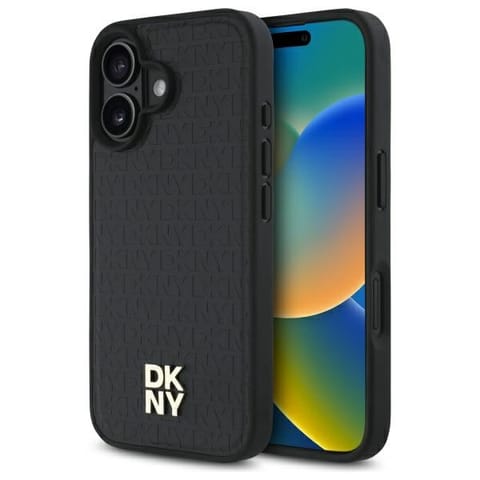 ⁨DKNY DKHMP16SPSHRPSK iPhone 16 6.1"       hardcase czarny/black Repeat Pattern Stack Logo MagSafe⁩ w sklepie Wasserman.eu