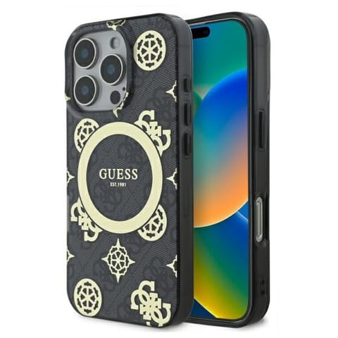 ⁨Guess GUHMP16XH4PYEEK iPhone 16 Pro Max   6.9" czarny/black hardcase IML Peony On 4G Background MagSafe⁩ w sklepie Wasserman.eu