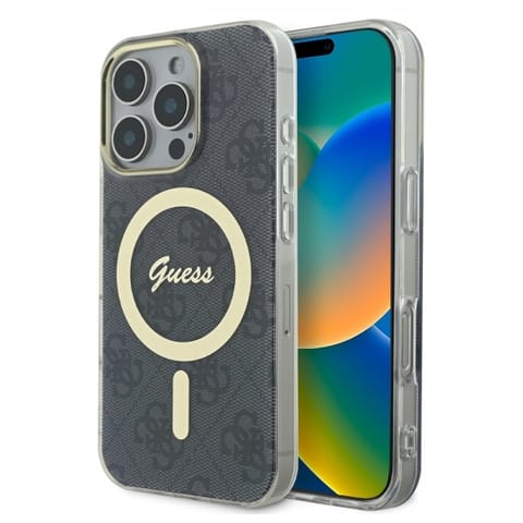 ⁨Guess GUHMP16LH4STK iPhone 16 Pro 6.3" czarny/black hardcase IML 4G MagSafe⁩ w sklepie Wasserman.eu
