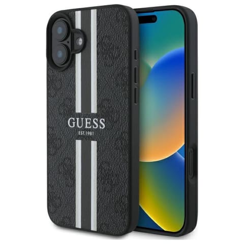 ⁨Guess GUHMP16SP4RPSK iPhone 16 6.1"       czarny/black hardcase 4G Printed Stripes MagSafe⁩ w sklepie Wasserman.eu