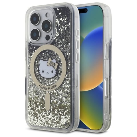 ⁨Hello Kitty HKHMP16XLGDIK iPhone 16 Pro   Max 6.9" czarny złoty/black gold hardcase Liquid Glitter Fever MagSafe⁩ w sklepie Wasserman.eu