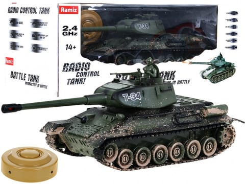 Zdalnie sterowany czołg T-34 dla dzieci 3+ Strzelający model Kamuflaż 1:28 + Wielka Bitwa Czołgów + Dźwięki Światła w sklepie Wasserman.eu