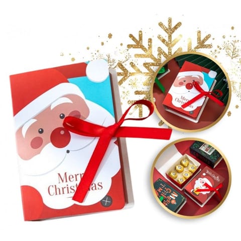 ⁨Pudełko PREZENTOWE ozdobne czerwone z Mikołajem, MERRY CHRISTMAS z kokardą 13x9x4,5 cm OPO35⁩ w sklepie Wasserman.eu