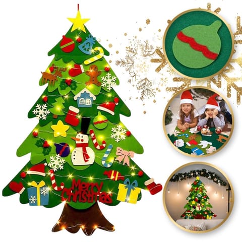 ⁨Świąteczna mata edukacyjna z filcu CHOINKA LED dla dzieci 98 x 70 cm TS02⁩ w sklepie Wasserman.eu