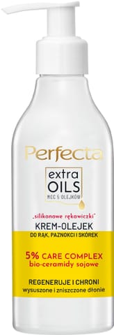 ⁨PERFECTA Extra Oils Krem-olejek do rąk,paznokci i skórek - Silikonowe Rękawiczki 195 ml⁩ w sklepie Wasserman.eu