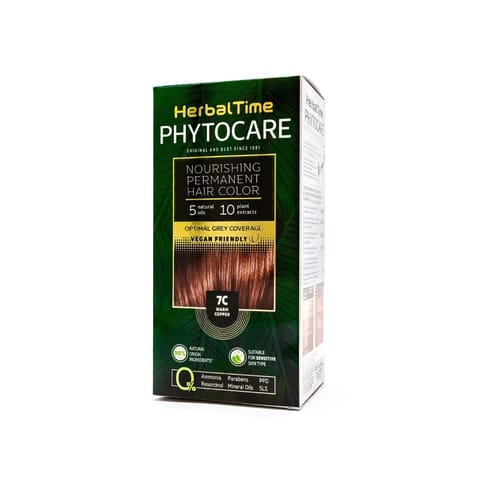 ⁨HERBAL TIME Phytocare Farba do włosów naturalna 7C Warm Copper⁩ w sklepie Wasserman.eu