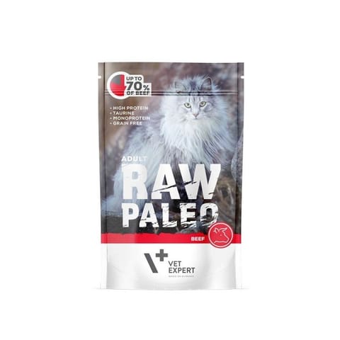 ⁨VetExpert Raw Paleo adult cat - Wołowina saszetka 100g⁩ w sklepie Wasserman.eu