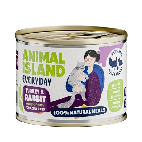 ⁨ANIMAL ISLAND Everyday Turkey and rabbit - wet cat food - 200g⁩ at Wasserman.eu