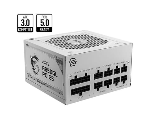 ⁨MSI MAG A850GL PCIE5 WHITE power supply unit 850 W 20+4 pin ATX ATX⁩ at Wasserman.eu