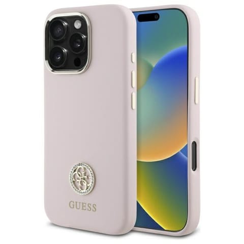 ⁨Guess GUHCP16LM4DGPP iPhone 16 Pro 6.3"   jasnoróżowy/pink hardcase Silicone Logo Strass 4G⁩ w sklepie Wasserman.eu