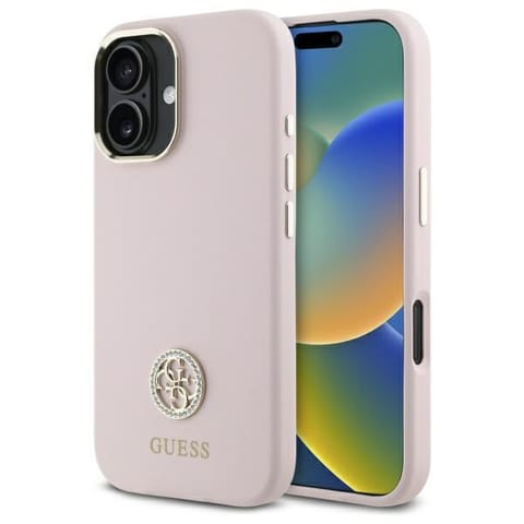 ⁨Guess GUHCP16SM4DGPP iPhone 16 6.1"       jasnoróżowy/pink hardcase Silicone Logo Strass 4G⁩ w sklepie Wasserman.eu