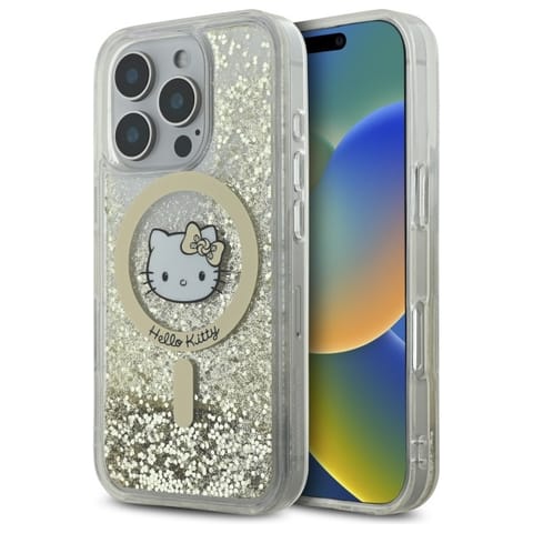 ⁨Hello Kitty HKHMP16LLGDIH iPhone 16 Pro   6.3" biały złoty/white gold hardcase Liquid Glitter Fever MagSafe⁩ w sklepie Wasserman.eu