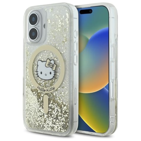 ⁨Hello Kitty HKHMP16SLGDIH iPhone 16 6.1"  biały złoty/white gold hardcase Liquid Glitter Fever MagSafe⁩ w sklepie Wasserman.eu