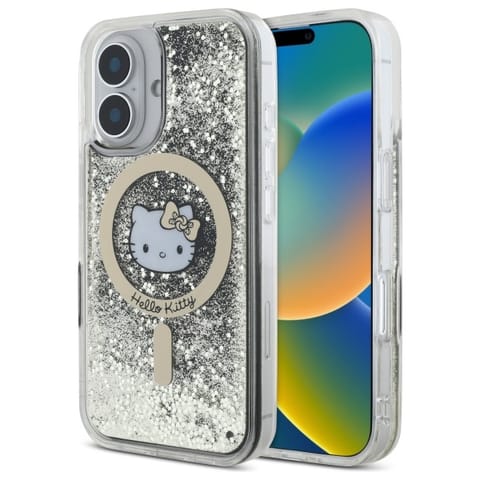 ⁨Hello Kitty HKHMP16SLGDIK iPhone 16 6.1"  czarny złoty/black gold hardcase Liquid Glitter Fever MagSafe⁩ w sklepie Wasserman.eu