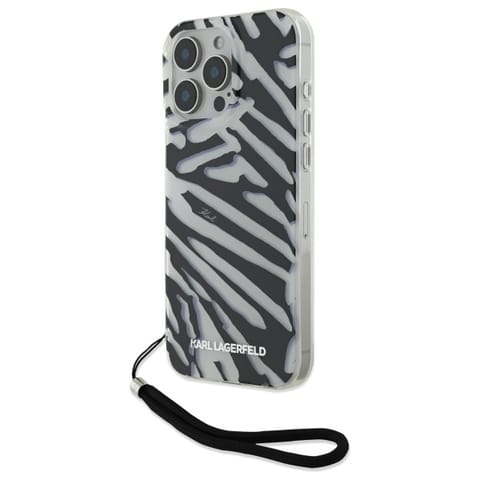 ⁨Karl Lagerfeld KLHCP16LHZBPKCCK iPhone 16 Pro 6.3" czarny/black hardcase IML Zebra Pattern & Cord⁩ w sklepie Wasserman.eu