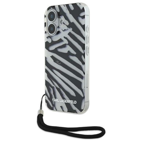 ⁨Karl Lagerfeld KLHCP16SHZBPKCCK iPhone 16 6.1" czarny/black hardcase IML Zebra Pattern & Cord⁩ w sklepie Wasserman.eu