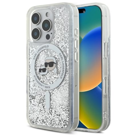 ⁨Karl Lagerfeld KLHMP16LLGKCSGH iPhone 16 Pro 6.3" hardcase transparent Liquid Glitter Karl&Choupette Head Magsafe⁩ w sklepie Wasserman.eu