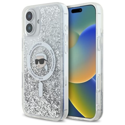 ⁨Karl Lagerfeld KLHMP16SLGKISGH iPhone 16  6.1" hardcase transparent Liquid Glitter Karl Head Magsafe⁩ w sklepie Wasserman.eu
