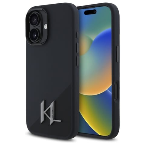 ⁨Karl Lagerfeld KLHMP16SSCMKMPCK iPhone    16 6.1" czarny/black hardcase Silicone Shadow Metal Initial MagSafe⁩ w sklepie Wasserman.eu