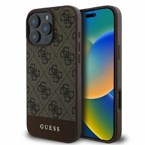 ⁨Guess GUHCP16XG4GLBR iPhone 16 Pro Max 6.9" brązowy/brown hardcase 4G Bottom Stripe⁩ w sklepie Wasserman.eu