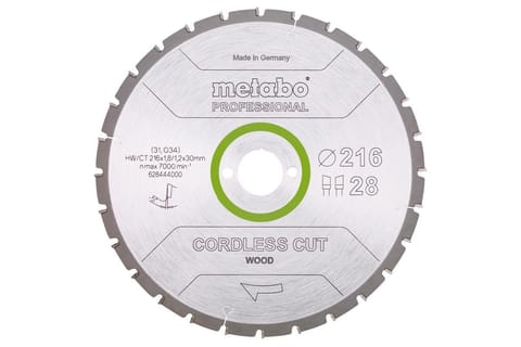 ⁨METABO CIRCULAR SAW BLADE HW/CT 216x30x28Z CORDLESS CUT WOOD PROFESSIONAL⁩ at Wasserman.eu