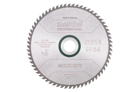 ⁨METABO CIRCULAR SAW BLADE HW/CT 216x30x64Z MULTI CUT PROFESSIONAL⁩ at Wasserman.eu