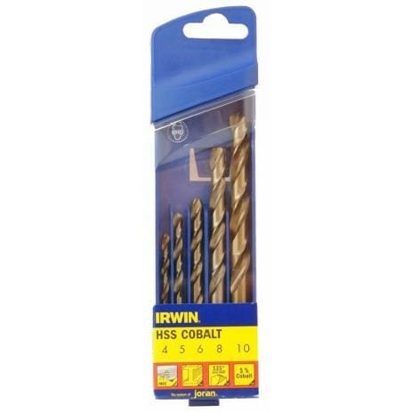 ⁨IRWIN COBALT DRILL BIT SET 5pcs. 4.0, 5.0, 6.0, 8.0, 10.0 mm⁩ at Wasserman.eu