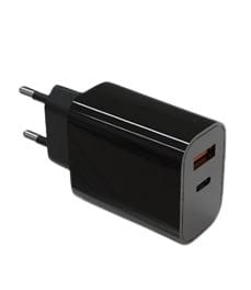 ⁨Wall charger 2x3A USB C + USB A Power Delivery black⁩ at Wasserman.eu